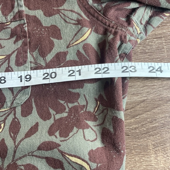 Mens EUC Frank & Oak Large Floral Print Green & Brown Button Down Shirt - Picture 4 of 7